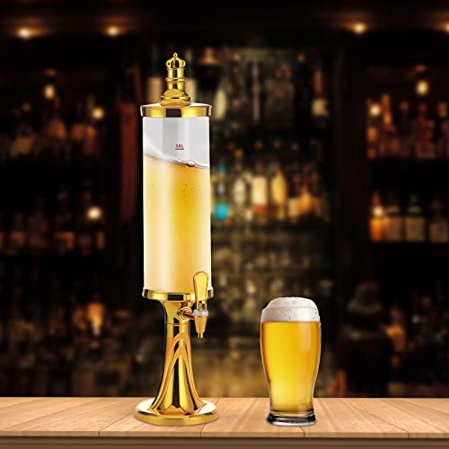 PROYONGOO 3L/100oz Mimosa Tower, Drink Tower Dispensers for Parties with LED Colorful Shinning Lights and Ice Tube, Beer T...