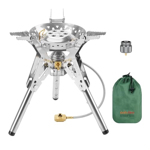 ONLYFIRE OUTDOOR LIVING Portable Camping Stove with Storage Bag, Foldable Propane Gas Stove Multi-fuel, Camp Stove for Pat...