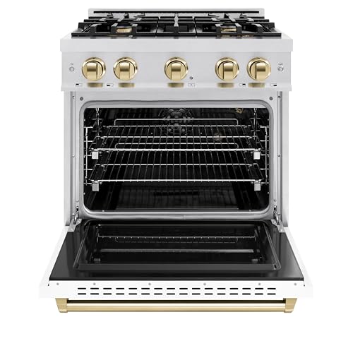 ZLINE Autograph Edition 30 in. 4.2 cu. ft. Classic Gas Range with 4 Burner Cooktop and Convection Gas Oven in Satin Stainl...