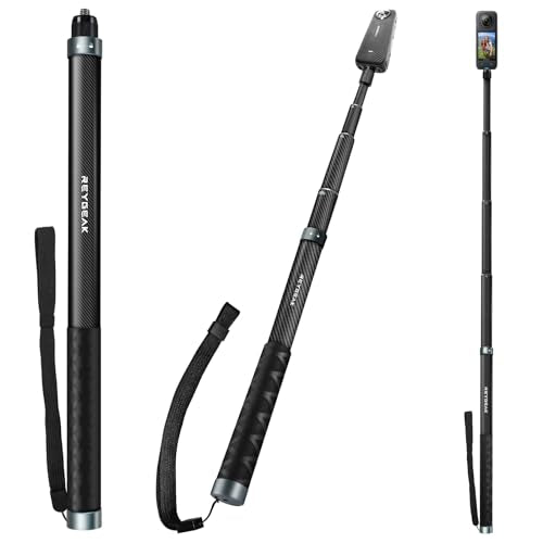 REYGEAK 59 Inch Invisible Selfie Stick for Insta360 X4,Extension Selfie Pole with 1/4 Screw,Carbon Fiber Waterproof Long M...