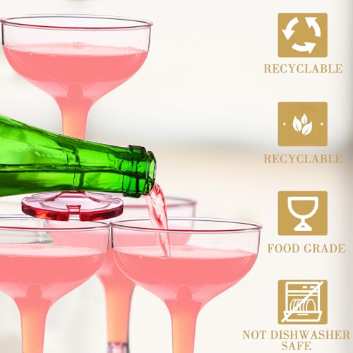 Zopeal 30 Pcs Champagne Coupe Glasses 5 oz Plastic Champagne Tower Disposable Martini Glasses Stackable Stemmed Margarita ...