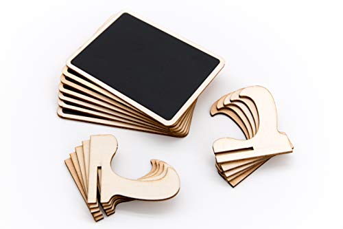 DSTELIN 10 Pack Mini Chalkboards Signs with Easel Stand, Small Rectangle Chalkboards Blackboard, Wood Place Cards for Wedd...