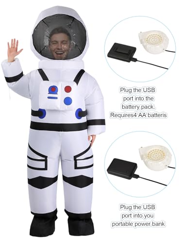 ROC PARTY Adults Inflatable Astronaut Costume, Funny Blow Up Spacesuit Cosplay Outfit, Unique Christmas Gift for Men Women