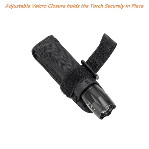 TACNEX Open Top Flashlight Holder Nylon Pouch Duty Belt MOLLE Torch Holster Tactical Light Carry Case Tool Carrier Gear Sh...