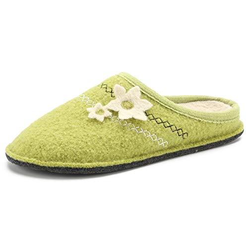 LE KAPMOZ Women's Boiled Wool House Slippers Breathable Sweat Free Clog Slip on Mule Indoor/Outdoor Slipper