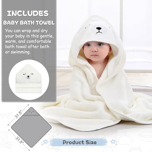 MoreFeel Collapsible Baby Bathtub for Newborn with Thermometer & 1 Hooded Towel & 1 Soft Floating Cushion,Portable Travel ...