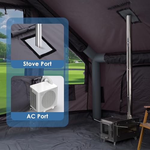 Inflatable Camping Tent with Electric Air Pump - 420D Heavy Duty Oxford - 5 Min Auto-Inflation - Panoramic Stargazing Skyl...