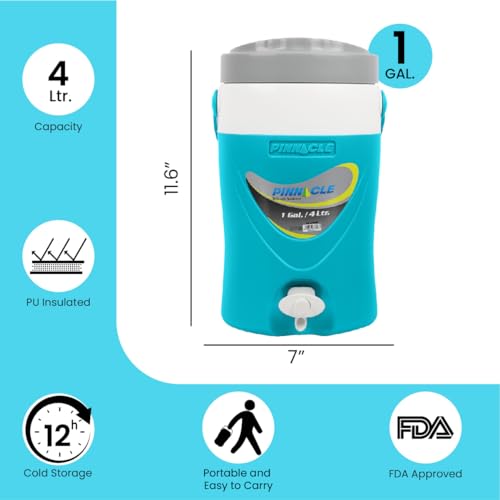 3-Gallon Water Cooler and 1-Gallon Water Jug Set – Insulated Beverage Cooler Dispenser with Pull Tap Spout – Leakproof Spo...