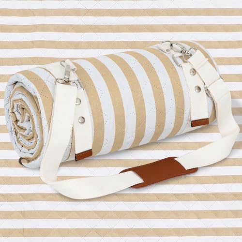 G GOOD GAIN Waterproof Picnic Blanket, 79"x79" Extra Large Beach Mat for 6 to 8 Adults, Machine Washable Outdoor Blanket f...