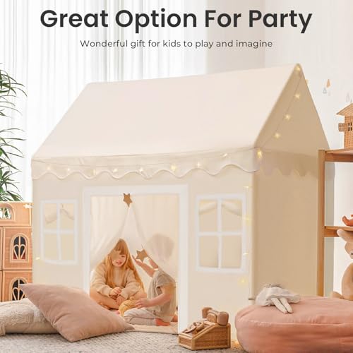 Tiny Land Play Tent with Padded Mat & LED Lights, Kids Tent, Playhouse for Kids, Indoor Bed Tent for Toddler, Toys for 3,...