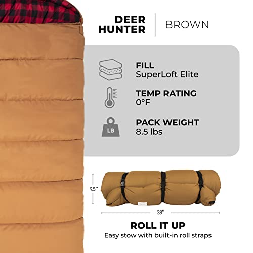 TETON Sports Deer Hunter Sleeping Bag, Warm and Comfortable Camping Sleeping Bag, Teton Tough Canvas Shell for Camping, Hu...