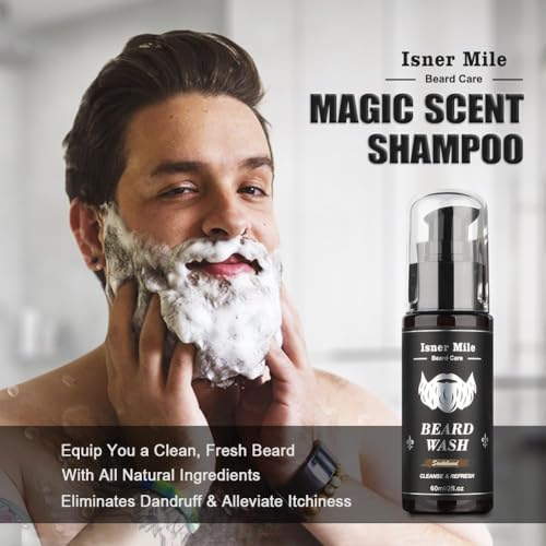 Isner Mile Beard Grooming Kit for Men Care: Trimming Sets with Beard Wash - Oil - Balm - Brush - Comb & Straight Razor, Bi...