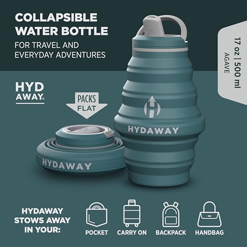 HYDAWAY 17oz Collapsible Water Bottle - BPA-Free, Leakproof, Lightweight, and Space-Saving - Perfect for Travel, Hiking, a...