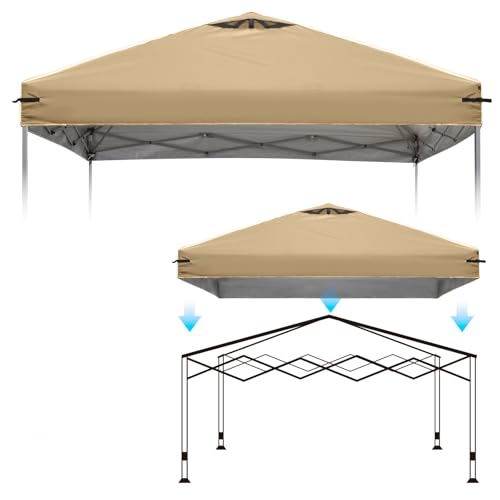 10x10 Canopy Replacement Top Cover with Air Vents for ez up Pop up Canopy Gazebo Tent with Adjustable Straps, Waterproof &...