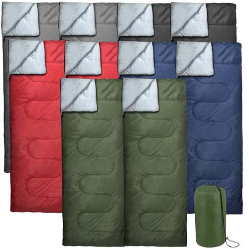 Bulk 10 Pack Envelope Sleeping Bags, 4 Seasons Warm or Cold Lightweight Indoor Outdoor Sleeping Bags for Adults, Backpacki...