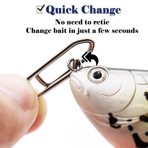 Natufish Power Fishing Clip - Fishing Speed Clips 50Pcs Stainless Steel Quick Change Connector,Link Split Rings Snaps for ...