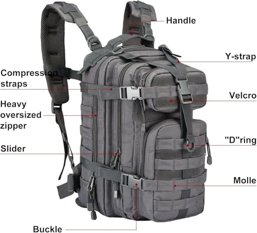 TheKidsRefined Small Military Tactical Backpack Army Assault Rucksack GYM Hiking Bug Out Bag