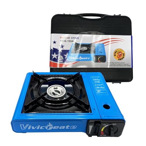 Vivicreate 7000 BTU Portable Butane Gas Stove for Camping Cooking Outdoor, Lightweight Portable Stove Burner with Auto Ign...