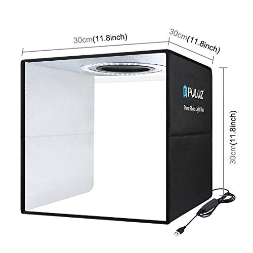 PULUZ 12''×12'' Portable Photography Light Box,Dimmable Photo Studio Light Box with 112 High CRI LED Lights & 6 PVC Backdr...