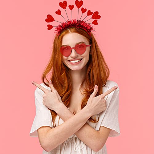 Valentines Heart Headband and Heart Sunglasses Holiday Headband Bopper Party Accessoires for Valentine's Day Halloween