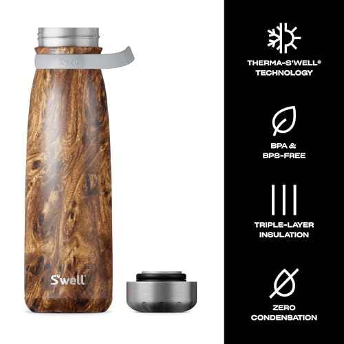 S'well Stainless Steel Traveler With Handle, 40oz, Teakwood, Triple Layered Vacuum Insulated Containers Keeps Drinks Cold for 60 Hours and Hot for 20, BPA Free, Easy Carrying On the Go