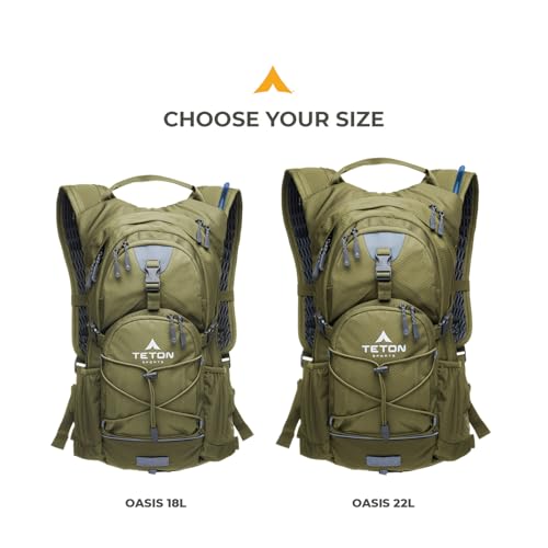 Teton Oasis/Trailrunner Hydration Backpack – Lightweight Water Pack with 2L/3L Bladder for Hiking, Running, Cycling, Bikin...