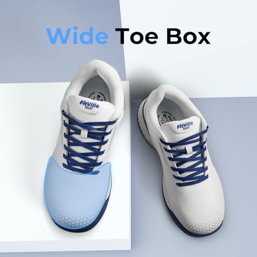 FitVille Wide & Extra Wide Mens Golf Shoes Professional Outdoor Waterproof Spiked Golf Shoes for Men
