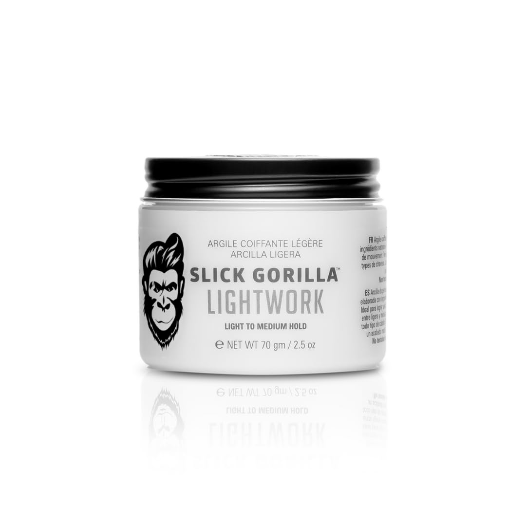 Slick Gorilla Lighwork Matte Hair Clay for Men 2.5 oz | Matte Finish | Flexible Hold | Lightweight Styling | Water-Based | Natur