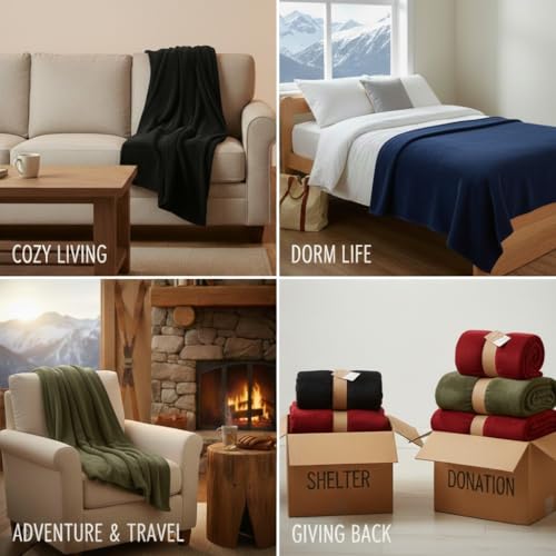 (24 Pack) Bulk Fleece Fall Throw Blankets 50x60 for Wedding Favors, Homeless Women, Men, Homes, Bed, Sofa, Couch, Office, ...