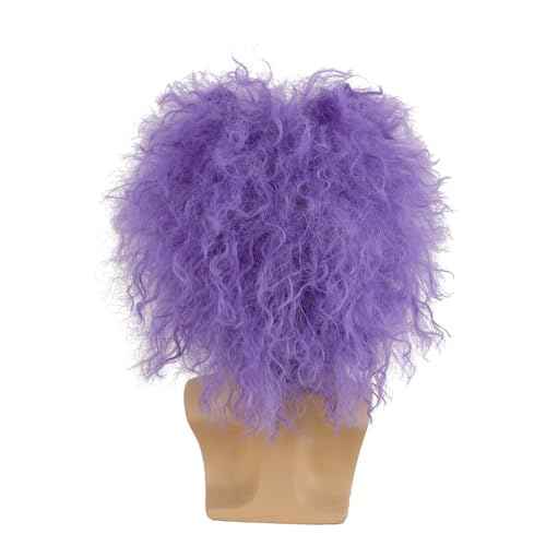 QACCF Purple Culry Fluffy Men Women Lavender Goggle Halloween Costume Cosplay Wig (Two Eyes Set)