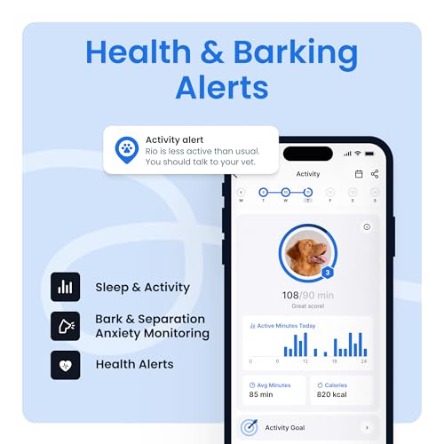 Tractive Smart Dog GPS Tracker | Live Pet Tracker with Virtual Fence | Vital Signs Monitoring of Heart & Respiratory Rate...