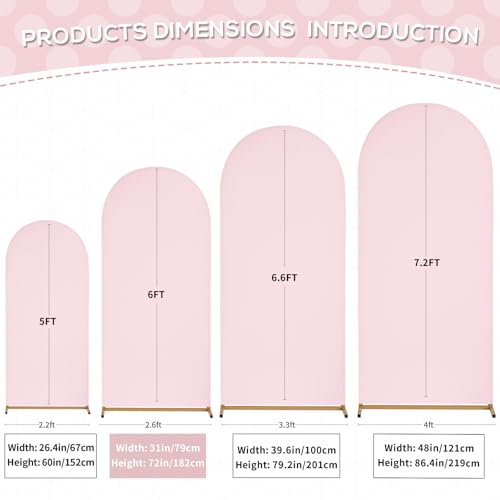 SoarDream Pink Spandex Arch Cover 6FT Wedding Arch Backdrop Cover Stretchy Backdrop Chiara Wall Arch Stand Cover for Weddi...