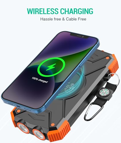 BLAVOR Solar Power Bank 10,000mAh, Portable Wireless Charger, 20W Fast Charging External Battery Pack with USB C for Cell ...