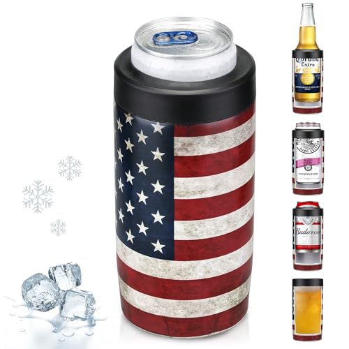 Maxso Slim Can Cooler, 4-in-1 Double Walled Stainless Steel Insulated Beer Can Holder, Works With All 12 Oz Cans,Bottles &...