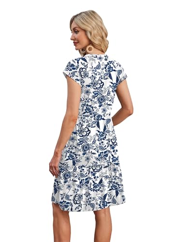 WIHOLL Summer Dresses for Women 2026 Cap Sleeve Casual Sundresses Floral Tiered Swing Babydoll Vacation Mini Dress