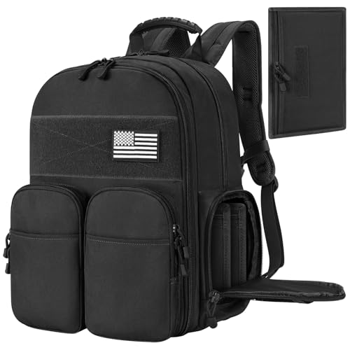 CVLIFE Tactical Range Backpack for Men, Handgun Backpack with Pistol Cases, Range Bag with Removable Divider Daypack for E...