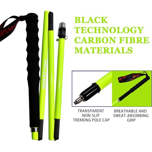 OKHEALING High Strength Carbon Fiber Trekking Poles 1 Pair Foldable in 5 Sections, Lightweight and Sturdy, Suitable for Hi...