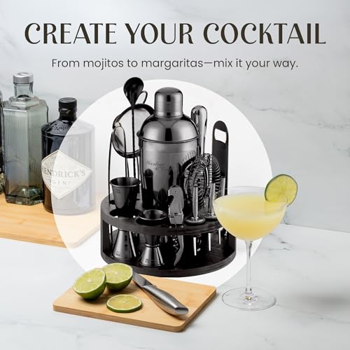 Mixology & Craft Bartender Kit – 15 Piece Cocktail Shaker Set with Bamboo Stand | Complete Cocktail Kit Gift Set | Top Bar...