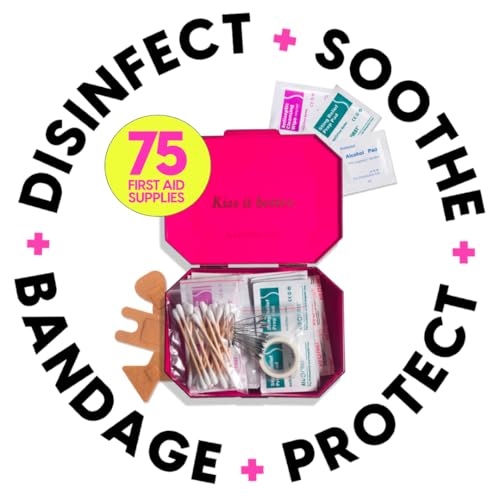 BLINGSTING First Aid Kit - 75 Essential First-aid Supplies, Bandages, Wipes, Gold Travel Case - Multipurpose Mini Emergenc...