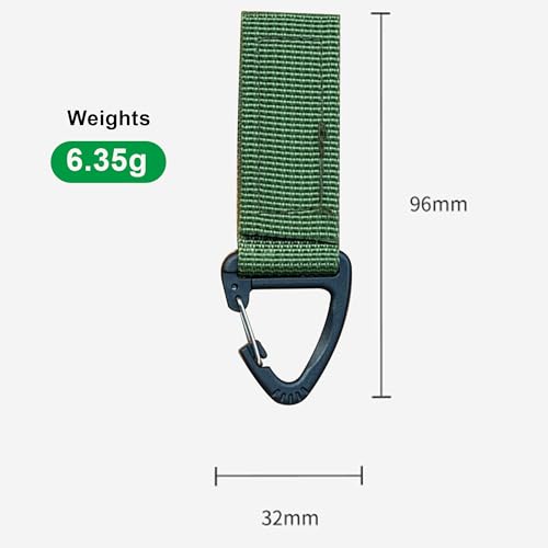 Tactical Key Ring Chain, D-Ring Snap Clip Carabiner, Multifunction Keychain Webbing Belt Holder 6PCS, Gear Hook for Hiking...