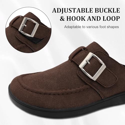 JOINFREE Womens Wide Suede Clogs Zero Drop Potato Shoes Diabetic Mules for Swollen Edema Comfort Slip on Clog Slippers wit...