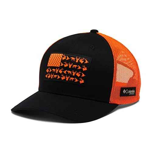 Columbia Unisex PHG Game Flag Mesh Snap Back - High, Black/Blaze, One Size