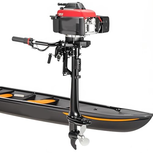 4-Stroke 4HP Outboard Motor, Gas Powered Boat Engine, Air Cooling Outboard Boat Motor, Lightweight Portable Outboard Motor...