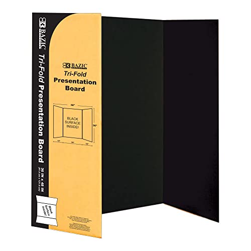 BAZIC Products Trifold Poster Board – Black Corrugated Cardboard Display Board for School Projects, Science Fairs, Photos,...