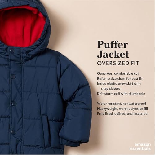 Amazon Essentials Babies, Toddlers, and Boys' Heavyweight Hooded Puffer Jacket