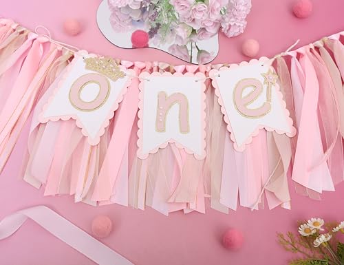 Tutu Highchair Banner For 1st Birthday - Pink 1st Highchair Garland Decoration, Princess 1st Birthday Party, Pink Tutu Ski...