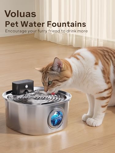 Voluas Replacement Cat Water Fountain Filters, 6 Filters and 6 Pre-Filter Sponges for 108oz/3.2L Stainless Steel Pet Water...
