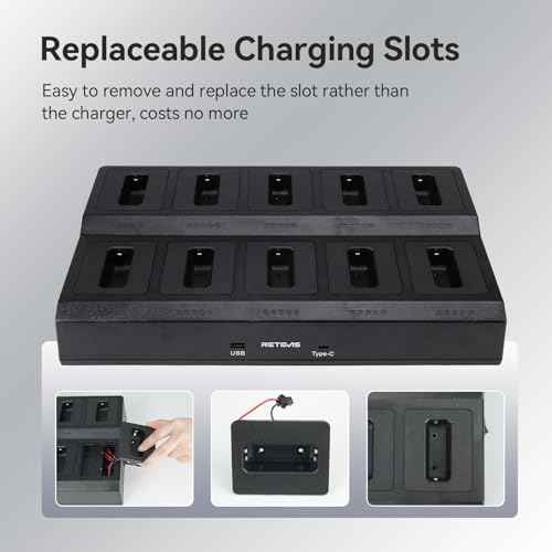 Retevis RT22 10-Way Walkie Talkie Charger, Ten Way Multi Unit Charger, for Retevis RT22 RT22S RB19 RB19P RB39 RB39P Walkie Talkie and Battery, 5 LED Indicators, AC/DC Adapter, Replaceable Base(1 Pack)