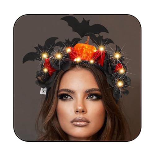 CAKURE Light Up Halloween Headband Led Rose Flower Headbands Hair Accessories for Women