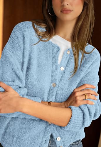 PRETTYGARDEN Long Sleeve Crewneck Button Down Womens Sweaters Spring Open Front Chunky Cardigan Sweaters for Women 2026
